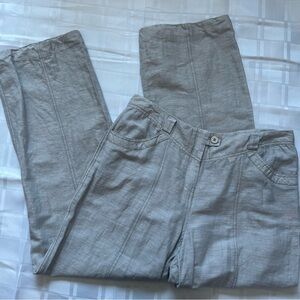 Animale Grey Semi-sheer Straight Leg Linen Blend Pants